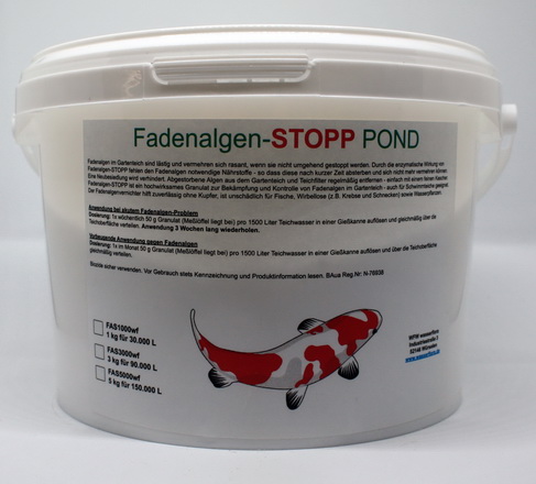 3 kg Fadenalgen-STOPP POND - Granulat gegen Fadenalgen im Gartenteich, für 90.000 Liter Wasser von WFW wasserflora