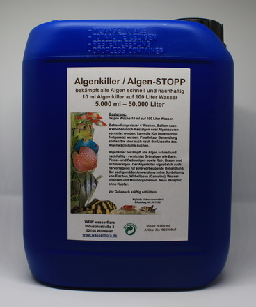 5 Liter Kanister Algenkiller / Algen-STOPP für 50.000 Liter Aquarium-Wasser von WFW wasserflora