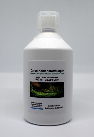 500 ml Carbo Kohlenstoffdünger für 25.000 Liter Wasser, flüssiges CO2 - gut für Pflanzen - schlecht für Algen von WFW wasserflora