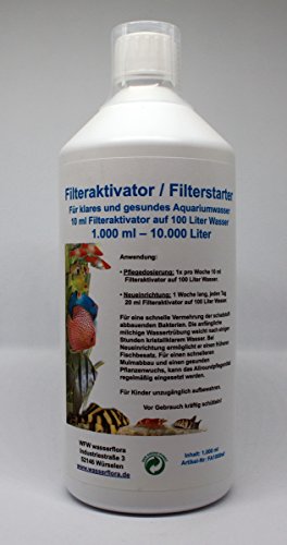 WFW wasserflora 1.000 ml Filteraktivator/Filterstarter für 10.000 Liter Aquarium-Wasser, Allroundpflegemittel von WFW wasserflora