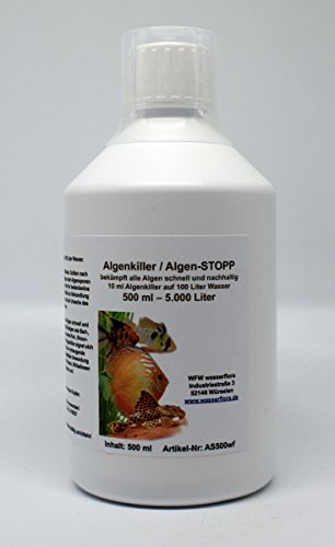 500 ml Algenkiller/Algen-STOPP für 5.000 Liter Aquarium-Wasser, bekämpft effektiv, schnell und zuverlässig alle Arten von Algen von WFW wasserflora
