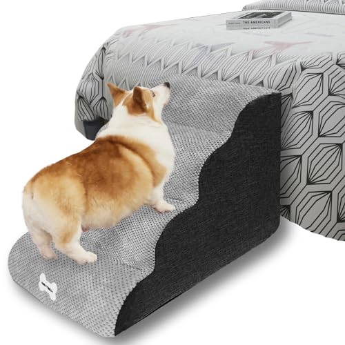 WGYTECH Hundetreppe Haustiertreppe Katzentreppe 4 Stufen für Sofa Bett Waschbar&rutschfest Abnehmbarer Bezug Hunderampe für Bett| Sofa| Couch| Auto für Hunde und Katzen von WGYTECH