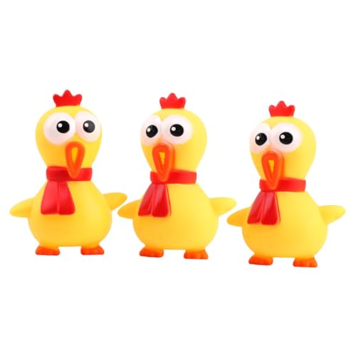 WHAMVOX 3 Stück Quietschspielzeug Huhn aus Latex Langlebiges Hundekauspielzeug mit Schrillem Sound Glatte Oberfläche Abnehmbares Design Interaktives Haustierspielzeug für Neugierige Hunde von WHAMVOX