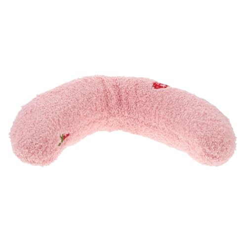 WHAMVOX U förmiges Katzenkissen Bequemes Tragbares Haustier Kissen Beruhigendes Katzen Pillow Multifunktional Ruheplatz für Sofa Bett Nest Pflegeleicht Pinkes Erdbeerdesign von WHAMVOX