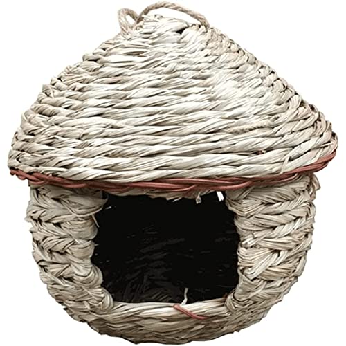 Geräumiges Vogelnest aus Stroh, Vogelkäfig, leichtes und tragbares hängendes Vogelhaus, bequemes verstecktes Höhlenbett für kleine Tiere, tragbar Geräumiges Vogelnest aus Stroh, Vogelkäfig, leichtes und tragbares hängendes Vogelhaus, bequemes verstecktes Höhlenbett für kleine Tiere, tragbar von WHBFT