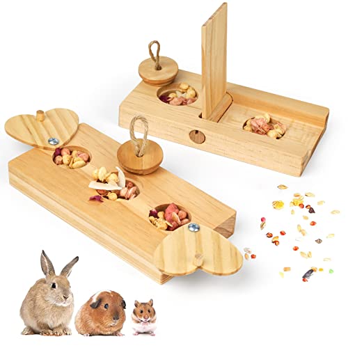 Hamsterspielzeug aus Holz, Meerschweinchen-Anreicherung, Futtersuche für kleine Haustiere, interaktives Versteck-Leckereien, Puzzle-Schnüffelspiel, 2 Stück, Walnuss von WHEARTED