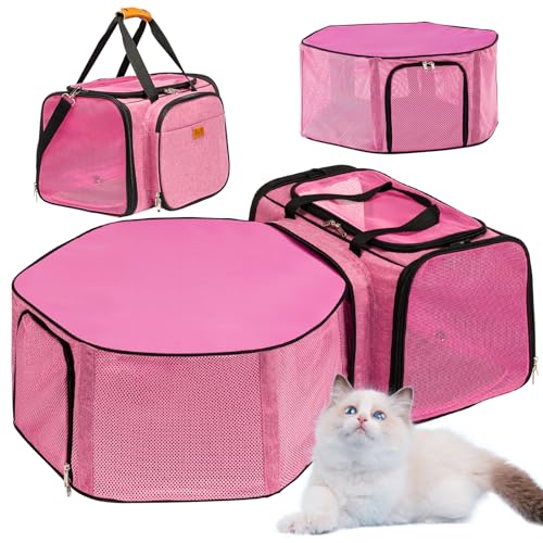 WHENBEE Katzentragetasche, abnehmbare Haustier-Tragetasche, von Fluggesellschaften zugelassen, 45,7 x 34 x 30 cm, großer erweiterbarer Platz, 3-in-1, weiche Seiten, kleine Hunde-Reisetasche, von WHENBEE