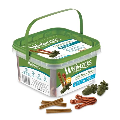 WHIMZEES By Wellness Gemischte Vielfaltsbox, Kaustangen für kleine Hunde zur Zahnpflege, Größe S, 56 Stück, ohne Zuckerzusatz, getreidefrei, natürlich, fettarm WHIMZEES By Wellness Gemischte Vielfaltsbox, Kaustangen für kleine Hunde zur Zahnpflege, Größe S, 56 Stück, ohne Zuckerzusatz, getreidefrei, natürlich, fettarm von WHIMZEES