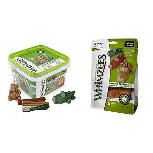 WHIMZEES Gemischte Vielfaltsbox, natürliche, getreidefreie Zahnpflegesnacks, Kaustangen für große Hunde, 14 Stück & Krokodil, natürliche, getreidefreie Zahnpflegesnacks, 6 Stück, Größe L WHIMZEES Gemischte Vielfaltsbox, natürliche, getreidefreie Zahnpflegesnacks, Kaustangen für große Hunde, 14 Stück & Krokodil, natürliche, getreidefreie Zahnpflegesnacks, 6 Stück, Größe L von WHIMZEES