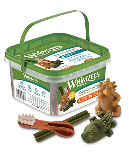 WHIMZEES By Wellness Gemischte Vielfaltsbox, Kaustangen für große Hunde zur Zahnpflege, Größe L, 14 Stück, ohne Zuckerzusatz, getreidefrei, natürlich, fettarm von WHIMZEES