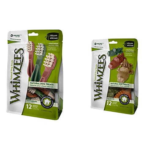 WHIMZEES Natürliche Getreidefreie Zahnpflegesnacks, Kaustangen für Hunde, Krokodil M, 12 Stück, 30 g & Natürliche Getreidefreie Zahnpflegesnacks, Kaustangen für Hunde, Zahnbürste M, 12 Stück à 30 g WHIMZEES Natürliche Getreidefreie Zahnpflegesnacks, Kaustangen für Hunde, Krokodil M, 12 Stück, 30 g & Natürliche Getreidefreie Zahnpflegesnacks, Kaustangen für Hunde, Zahnbürste M, 12 Stück à 30 g von WHIMZEES