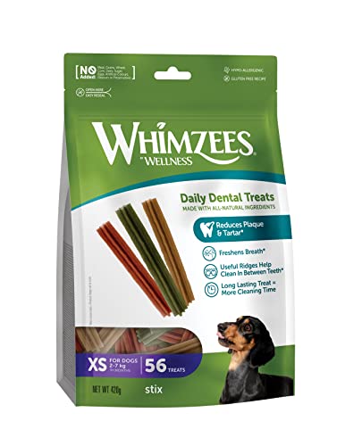 WHIMZEES By Wellness Stix, Kaustangen für sehr kleine Hunde, Hundesnack zur Zahnpflege, Größe XS, 56 Stück, ohne Zuckerzusatz, getreidefrei, natürlich, fettarm WHIMZEES By Wellness Stix, Kaustangen für sehr kleine Hunde, Hundesnack zur Zahnpflege, Größe XS, 56 Stück, ohne Zuckerzusatz, getreidefrei, natürlich, fettarm von WHIMZEES