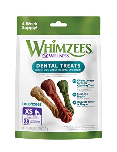 WHIMZEES Natural Grain Free Daily Dental Dog Treats, Brushzees, Extra Small, Bag of 28 von WHIMZEES