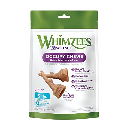 WHIMZEES by Wellness Occupy Antler Natural Dental Chews for Dogs, Long Lasting Treats, Grain-Free, Freshens Breath, Small Breed, 24 Count von WHIMZEES