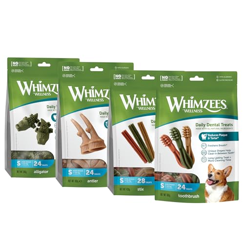 WHIMZEES by Wellness Probierpaket, Kaustangen für kleine Hunde, Hundesnack zur Zahnpflege, Größe S, 100 Stück, ohne Zuckerzusatz, getreidefrei, natürlich, fettarm WHIMZEES by Wellness Probierpaket, Kaustangen für kleine Hunde, Hundesnack zur Zahnpflege, Größe S, 100 Stück, ohne Zuckerzusatz, getreidefrei, natürlich, fettarm von WHIMZEES