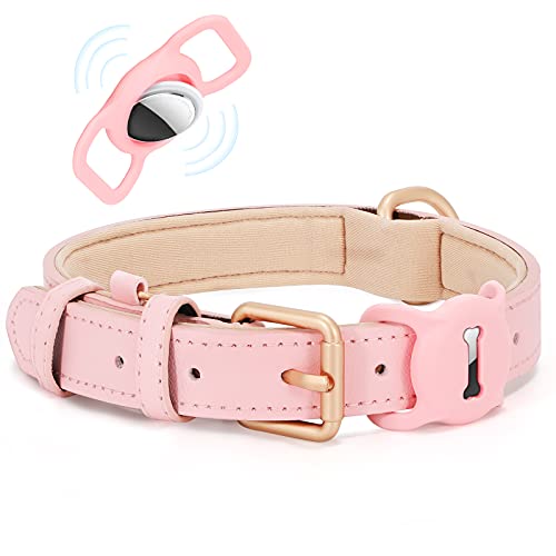WHIPPY AirTag Hundehalsband Leder Verstellbares AirTag Halsband Leder mit Gepolstert und Metall Schnalle Klassisches Weiches Air Tag Hundehalsband für Welpe Kleine Mittel Große Hunde Rosa,M WHIPPY AirTag Hundehalsband Leder Verstellbares AirTag Halsband Leder mit Gepolstert und Metall Schnalle Klassisches Weiches Air Tag Hundehalsband für Welpe Kleine Mittel Große Hunde Rosa,M von WHIPPY