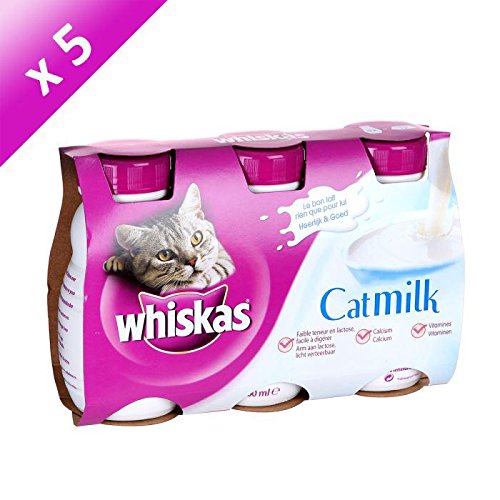 WHISKAS Gourmet Milchflaschen für Katzen und Kätzchen — mit Vitaminen und Kalzium — 5 Stück (3 x 200 ml) von Whiskas
