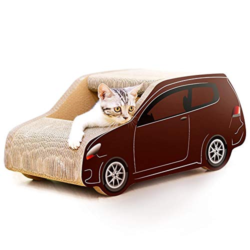 WHSPORT Großes Kratzbrett für Katzen - Karton Hauskatze Autoform Lounge Bett Rubbel Kratz-Box Spielzeug (Farbe: Braun) von WHSPORT