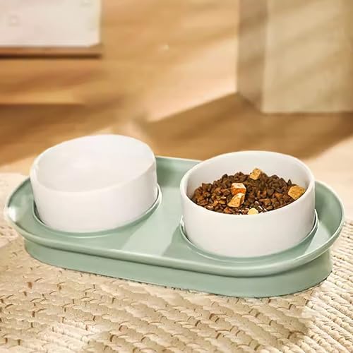 Futternapf Katze, Kleiner Keramik-Hundenapf, 2 Abnehmbare Futternäpfe, Futterspender für Haustiere (Color : Green) von WHYATT