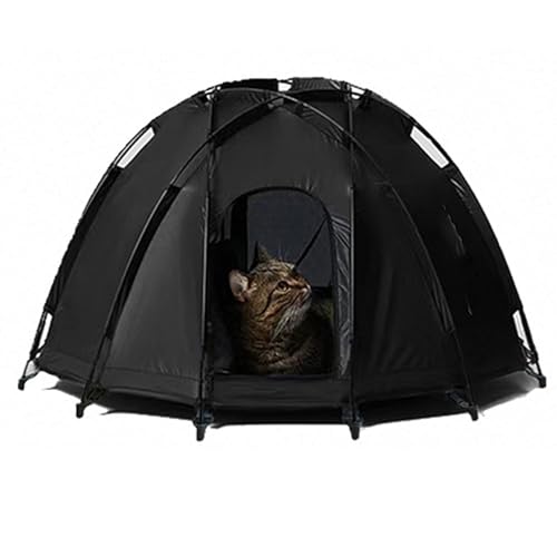 Haustierbett, Haustierbett für Katzen Und Hunde, Haustierzelt, Heimcamping, Tragbar, Mit Aufbewahrungstasche Und Matte, Geeignet für Alle Jahreszeiten (Color : Black) von WHYATT