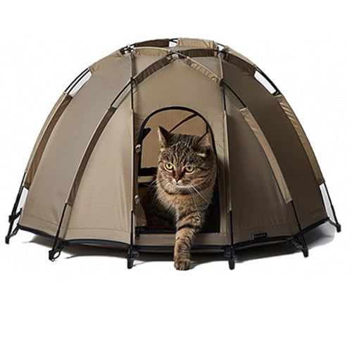 Haustierbett, Haustierbett für Katzen Und Hunde, Haustierzelt, Heimcamping, Tragbar, Mit Aufbewahrungstasche Und Matte, Geeignet für Alle Jahreszeiten (Color : Khaki) von WHYATT