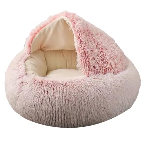 Haustierbett, Haustierhütte, Katzenbett Im Innenbereich, Muschelnest, Warmes Und Bequemes Rundes Bett, Flauschige, rutschfeste Heimtierbedarf-Dekoration (Color : Gradient pink, Size : EXTRA Large) von WHYATT