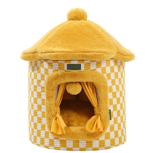 Haustierbett, Hundehüttenmatte, Kamin, Katzenhäuser für Hauskatzen, Ausreichend Innenraum, Haustier-Tierhaus (Color : Yellow) von WHYATT