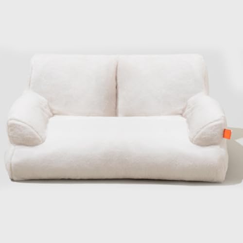 Haustierbett, Katzenbett, Hundebett, Flauschig, Waschbar, Möbel für Hunde, Kuscheliges, Katzensofa, Hundesofa, Hund (Color : White) von WHYATT