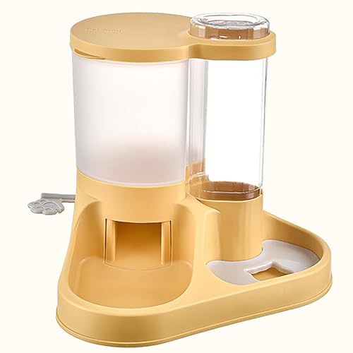 Katze Futterautomat, 2-in-1-Schwerkraft-Tier Futter- und Wassernapf-Set, für Kleine, Mittelgroße Hunde, Katzen und Haustiere. (Color : Yellow) von WHYATT