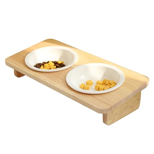 Katze Napf, Erhöhte Keramiknäpfe, Geneigte Erhöhte Futternäpfe für kleine Hunde, Futternäpfe für Katzen und Kleine Hunde (Size : Double Bowl) von WHYATT