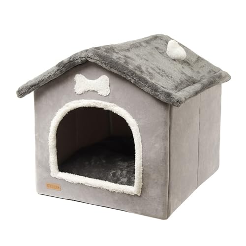 Katzen- und Kleine Hundehütte, Faltbares Haustierbett-Zelt, Geschlossenes Warmes Plüsch-Schlafnest für Den Innenbereich, Haustierbett (Size : L) von WHYATT