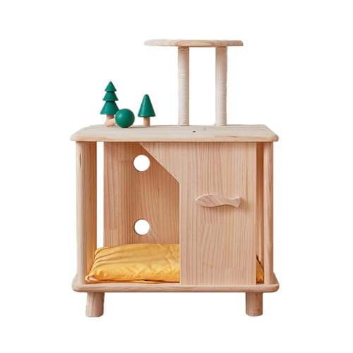 Multifunktionaler Katzenmöbel-Nachttisch, Schlafzimmer-Beistelltisch, Mehrzweck-Nachttisch aus Holz, Wohnzimmer/Schlafzimmer (Color : B) von WHYATT