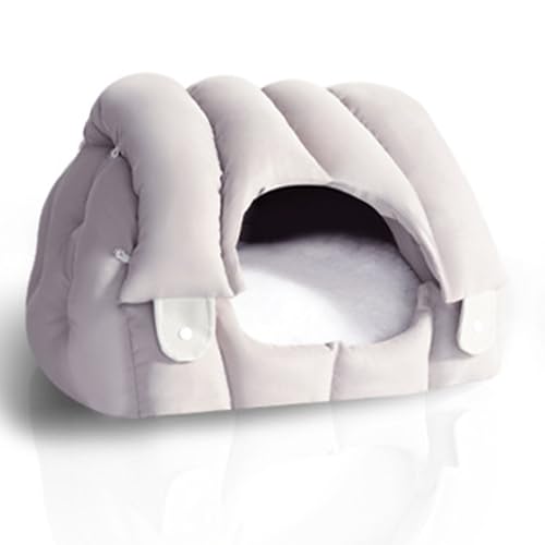 Rutschfestes Katzenbett für Hauskatzen – Kleines Katzenbett mit Doppeltem Verwendungszweck und Rutschfester Unterseite, Hundebett Flauschig (Color : Gray) von WHYATT