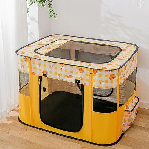 Tragbarer Katzenlaufstall, Faltbarer Rechteckiger Laufstall für Welpen, Kreißsaal für Kleine Haustiere Atmungsaktives (Color : Yellow, Size : S) von WHYATT