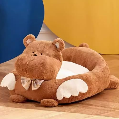 WHYATT Haustierbett, Katzenbett, Schlafplätze Möbel für Hunde, Hundebett Rund, Kuscheliges Hundebett, Katzenschlafplatz, Tierbett (Color : Cartoon Bear, Size : L) von WHYATT