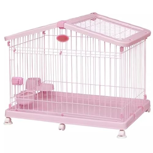 WHYATT Kleintiergehege, Hasenkäfig, Hundebox, Hundehütte Indoor, Kaninchenkäfig, Dachfenster, Bequemer Platz, Leicht zu Reinigen (Color : Pink, Size : L) von WHYATT