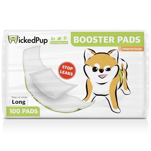 WICKEDPUP Hundewindeleinlagen Booster Pads für männliche und weibliche Hunde, 100 Stück, Einweg-Windeleinlagen, passend für die meisten wiederverwendbaren Haustier-Bauchbänder, Bandagen und waschbare WICKEDPUP Hundewindeleinlagen Booster Pads für männliche und weibliche Hunde, 100 Stück, Einweg-Windeleinlagen, passend für die meisten wiederverwendbaren Haustier-Bauchbänder, Bandagen und waschbare von WICKEDPUP