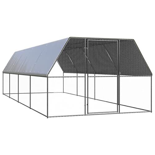 WIFESE Outdoor-Hühnerkäfig 3x8x2 m Verzinkter Stahl Voliere Hühnerstall Kleintierstall Freilaufgehege Hühner Kleintiergehege für Hühner Hennen Enten und Andere Kleintiere Praktische & Geräumige von WIFESE