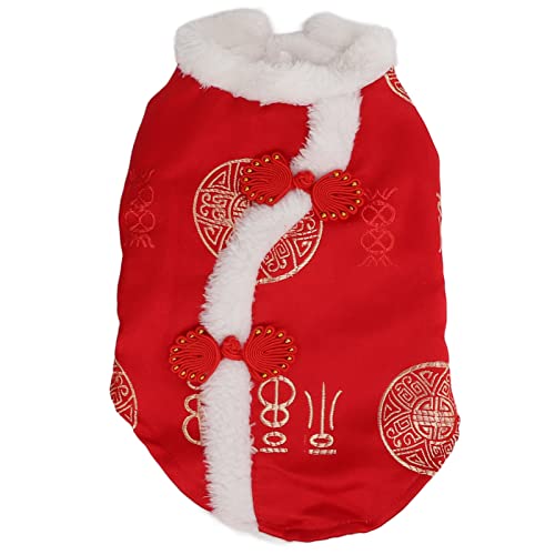 Festliches Haustierkostüm Neujahrsoutfit Rot mit Goldem Fu Zeichen Kuschelflausch für Kleine und Mittlere Hunde Katzen (S) von WIHFHGZ