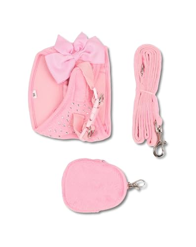 Haustiergeschirr Leine Set - Welpengeschirr, Halsband Welpe, Halsband Kleine Hunde, weicher Polyester Stoff, verstellbar, atmungsaktiv, Metallclip, Schwarz von WIHFHGZ
