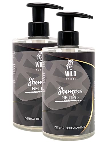Wild Horses | Shampoo für Pferde, neutral, sanft und sicher, für häufige Anwendung, geeignet für alle Felltypen, 2 x 500 ml, Made in Italy Wild Horses | Shampoo für Pferde, neutral, sanft und sicher, für häufige Anwendung, geeignet für alle Felltypen, 2 x 500 ml, Made in Italy von WILD HORSES