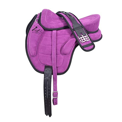 WILD RACE Baumlose freemax Vollwildleder-Sättel Größen/Treeless freemax Fully Suede Saddle (12", (Purple) von WILD RACE