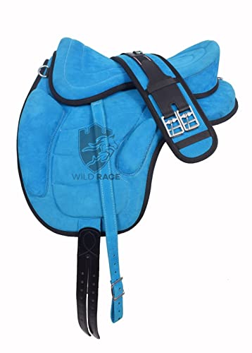 WILD RACE Baumlose freemax Vollwildleder-Sättel Größen/Treeless freemax Fully Suede Saddle (18", Turquoise) von WILD RACE