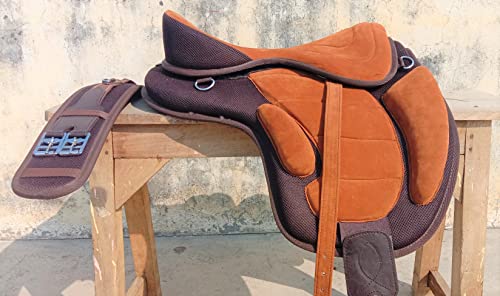 WILD RACE Baumloser synthetischer Freemax Allzweck-Pferdesattel/Treeless Synthetic Freemax Saddle (12", Golden Brown) von WILD RACE