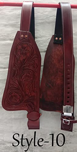 WILD RACE Horse Western Ersatz-Sattelschutzbleche für Erwachsene aus echtem Leder / Horse Western Adult Genuine Leather Replacement Saddle Fenders (Stil-10 (Style-10)) von WILD RACE