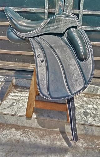 WILD RACE Leder-Dressur-Monoflap-Wechseleisensattel/Leather Dressage Monoflap Changeable Gullets Saddle (18") von WILD RACE