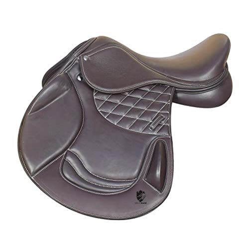 WILD RACE Leder-Springen/Close Contact, Double Flap Changeable Gulets Saddle/Leather Jumping/Close Contact, Double Flap Changeable Gullets Saddle (17", Braun (Brown)) von WILD RACE