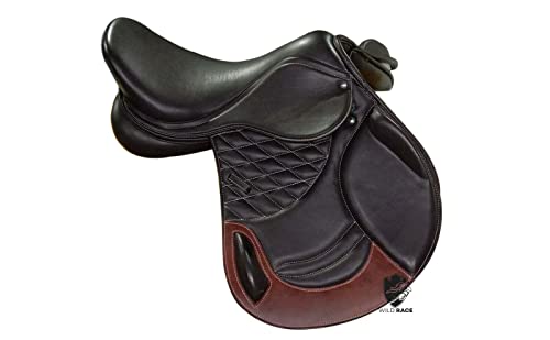 WILD RACE Leder-Springen/Close Contact, Double Flap Changeable Gulets Saddle,/Leather Jumping/Close Contact, Double Flap Changeable Gullets Saddle (17.5") von WILD RACE