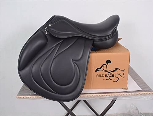 WILD RACE Leder Springen/Close Contact, Double Flap Changeable Gulets Saddle/Leather Jumping/Close Contact, Double Flap Changeable Gullets Saddle (17.5") von WILD RACE