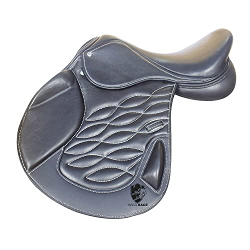 WILD RACE Leder-Springen/Close Contact, Double Flap Changeable Gulets Saddle. / Leather Jumping/Close Contact, Double Flap Changeable Gullets Saddle (17.5") von WILD RACE